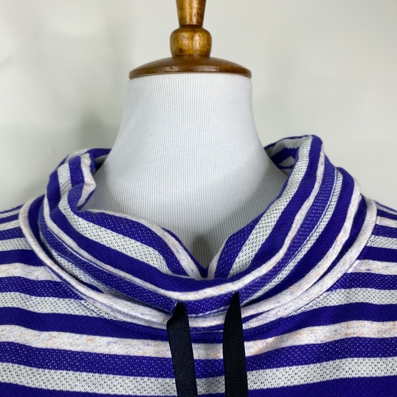 NWT T by Talbots Purple Stripe Pullover Top Funnel Neck Sz. L Cotton - Picture 11 of 14
